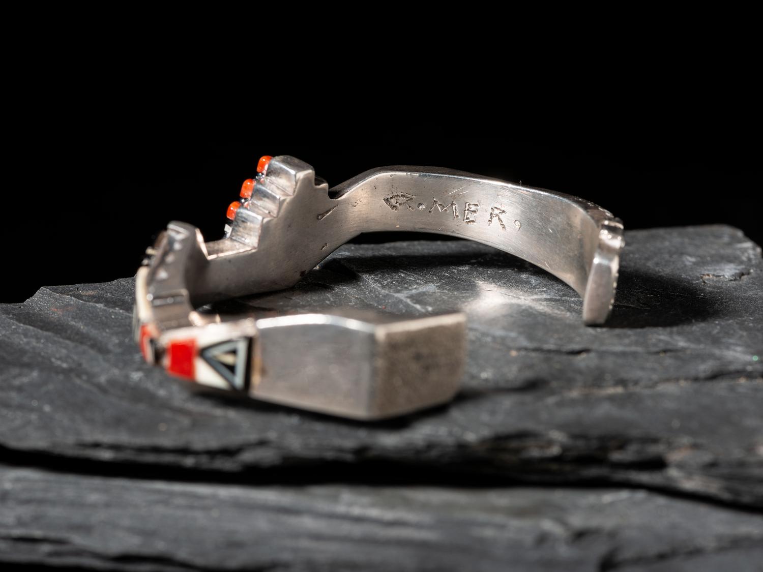 Silver and Mosaic Inlay Cuff Bracelet