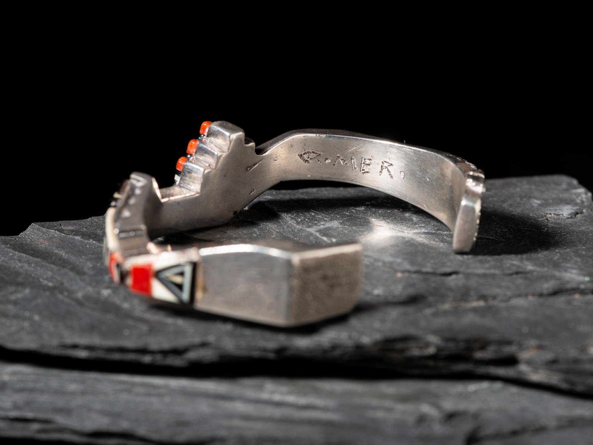 Silver and Mosaic Inlay Cuff Bracelet