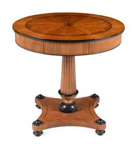 A Biedermeier Style Part-Ebonized Marquetry Center Table