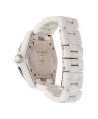 CHANEL, REF. H2122 WHITE CERAMIC AND DIAMOND 'J12' WATCH
