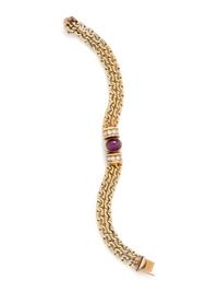 YELLOW GOLD, RUBY AND DIAMOND BRACELET