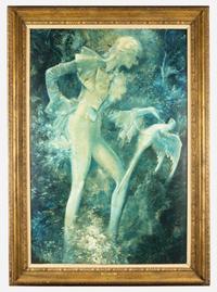 Everett Shinn (American, 1876-1953) - The Marques and the Parrot
