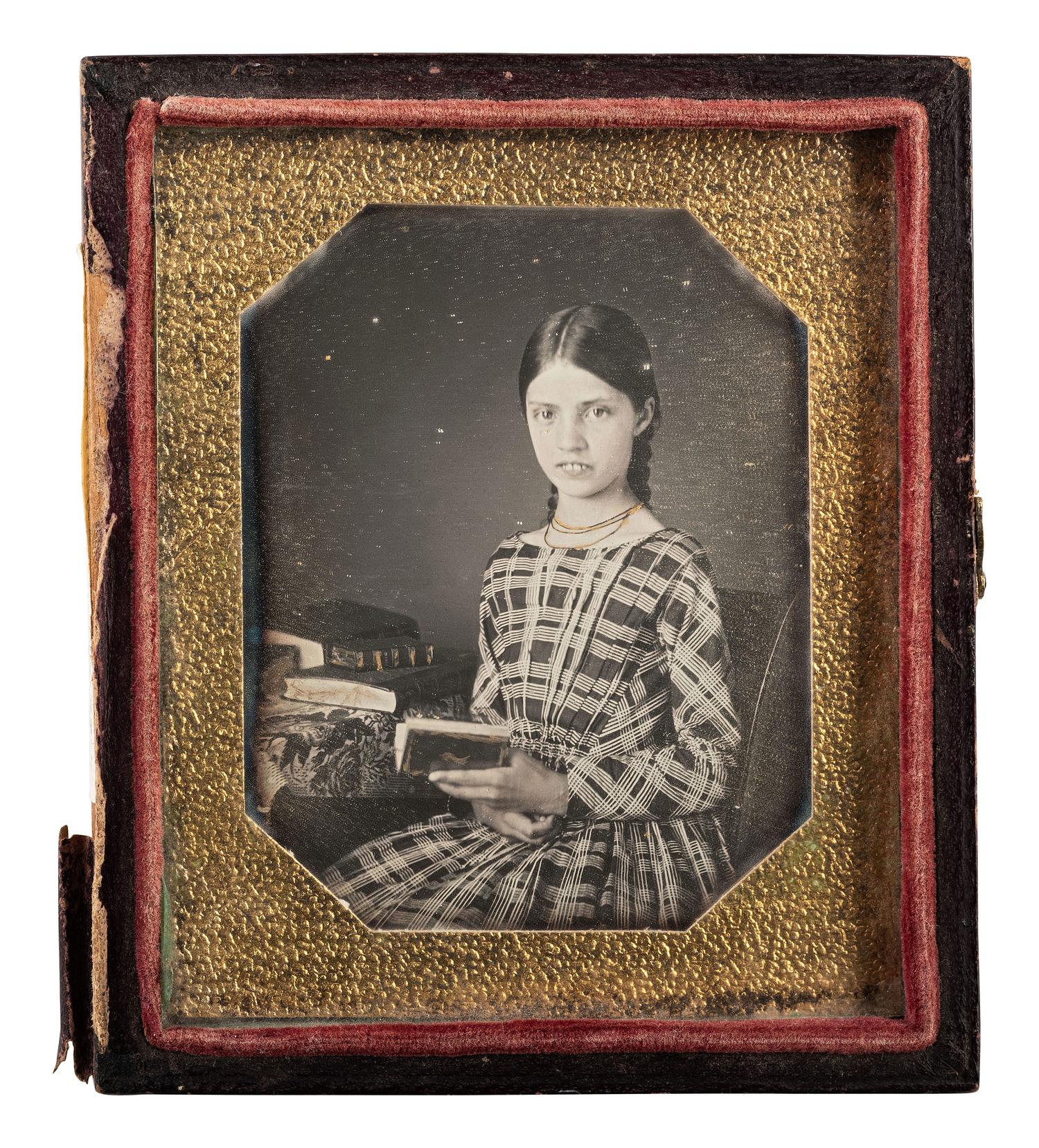 [EARLY PHOTOGRAPHY]. 5 sixth plate images featuring studious individuals, mostly children.