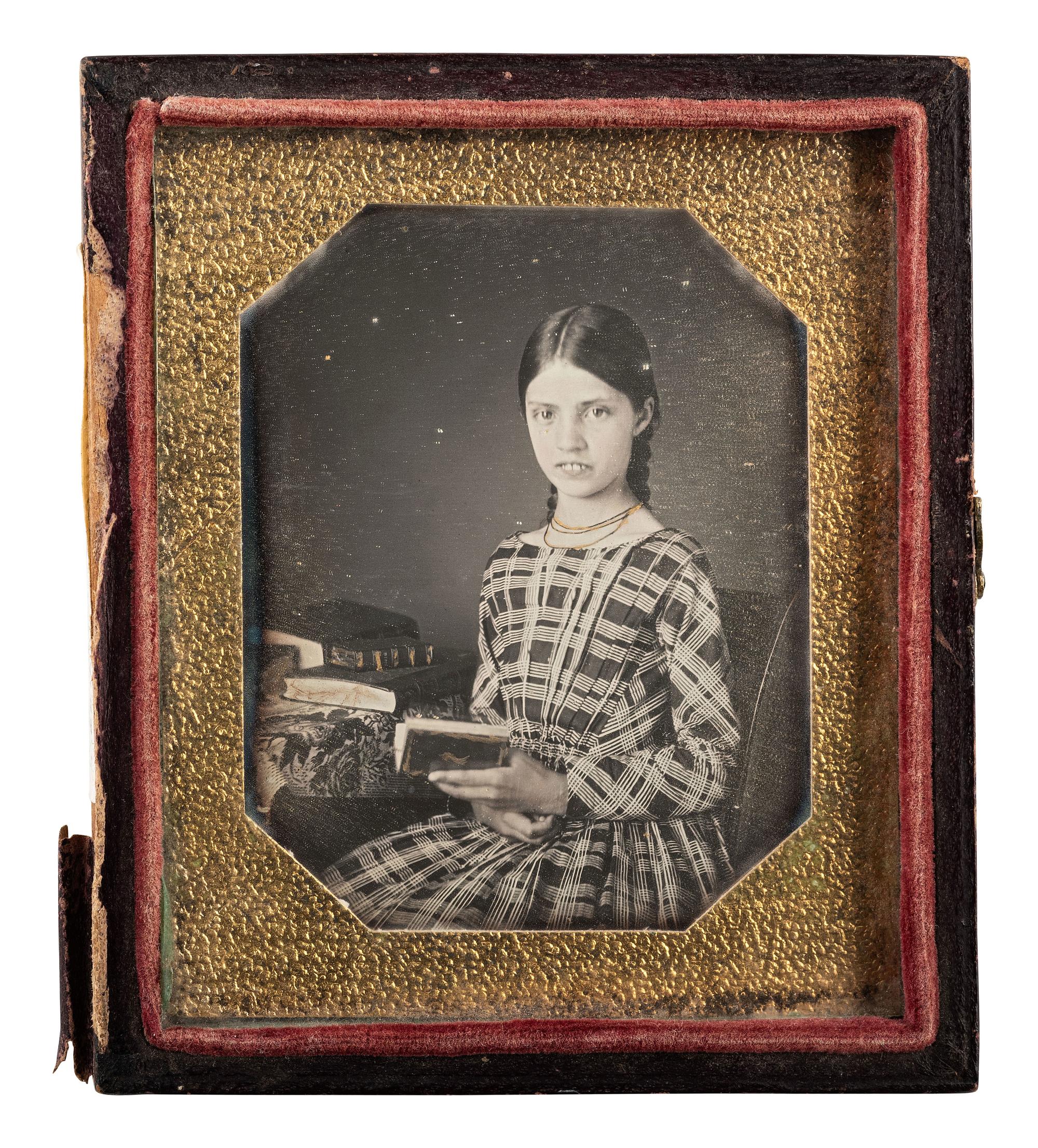[EARLY PHOTOGRAPHY]. 5 sixth plate images featuring studious individuals, mostly children.