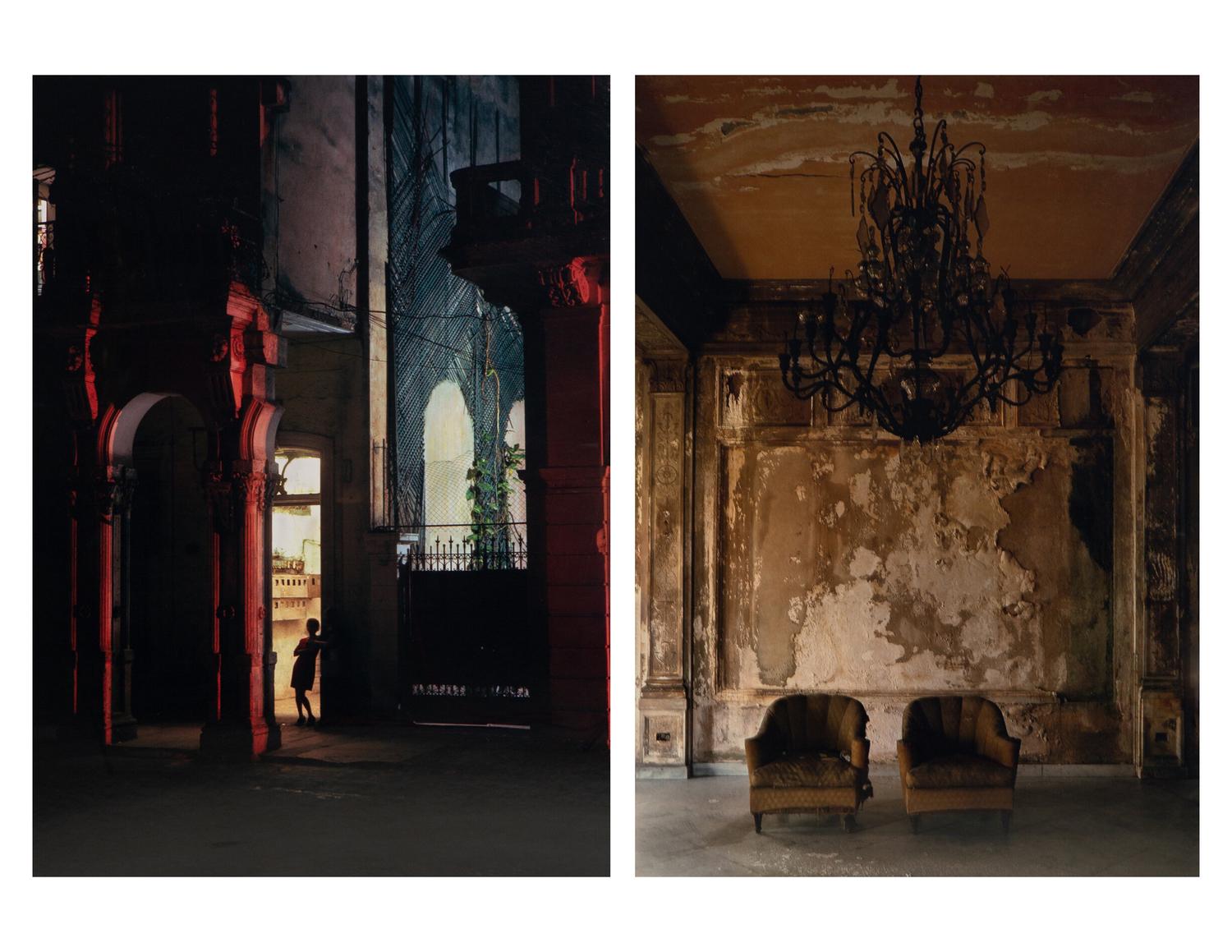 A pair of photographs ( Isabella's Two chairs, 1999; and Woman in Doorway, 1999 )