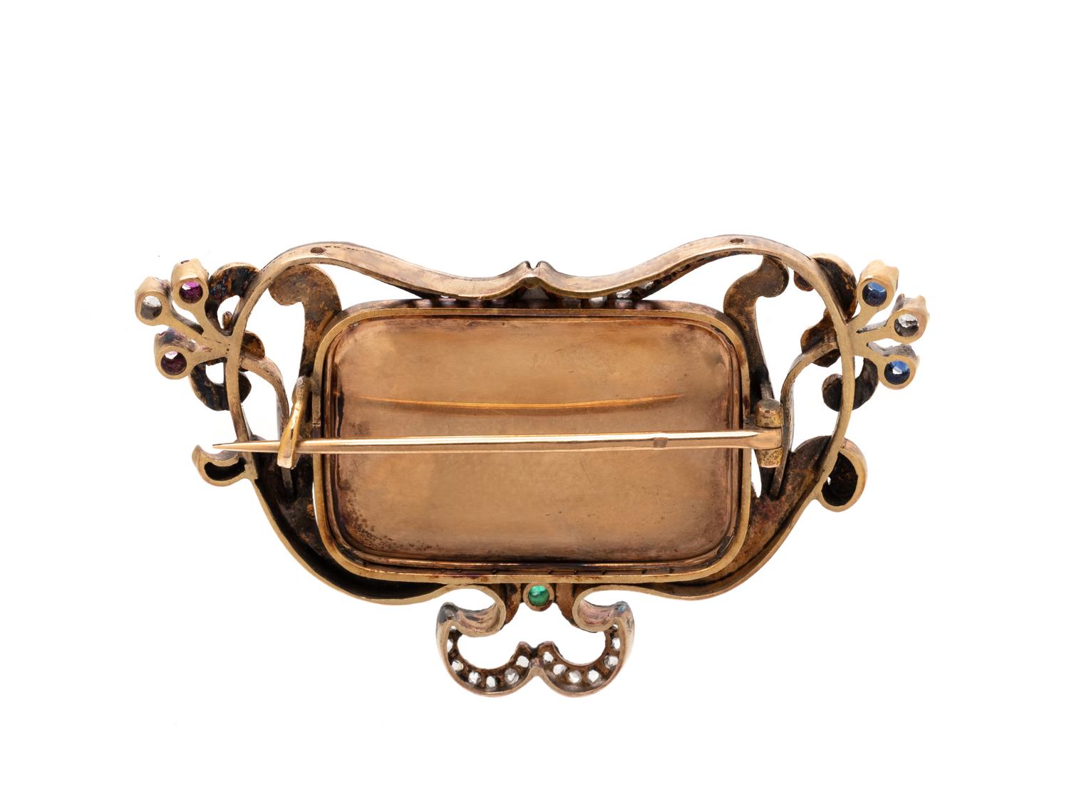 GEORGIAN, DIAMOND AND MULTIGEM PORTRAIT BROOCH