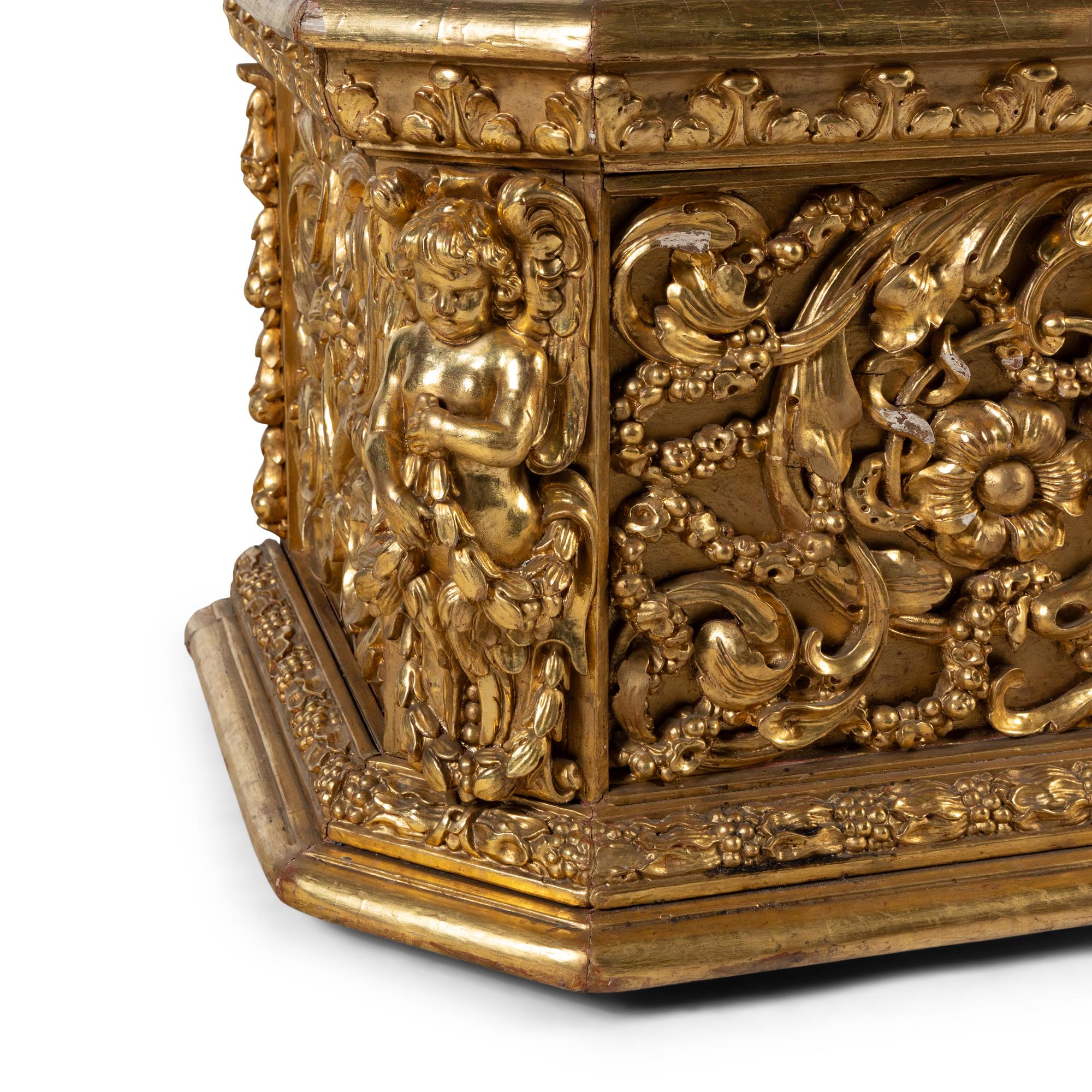 An Italian Baroque Style Carved Giltwood Chest