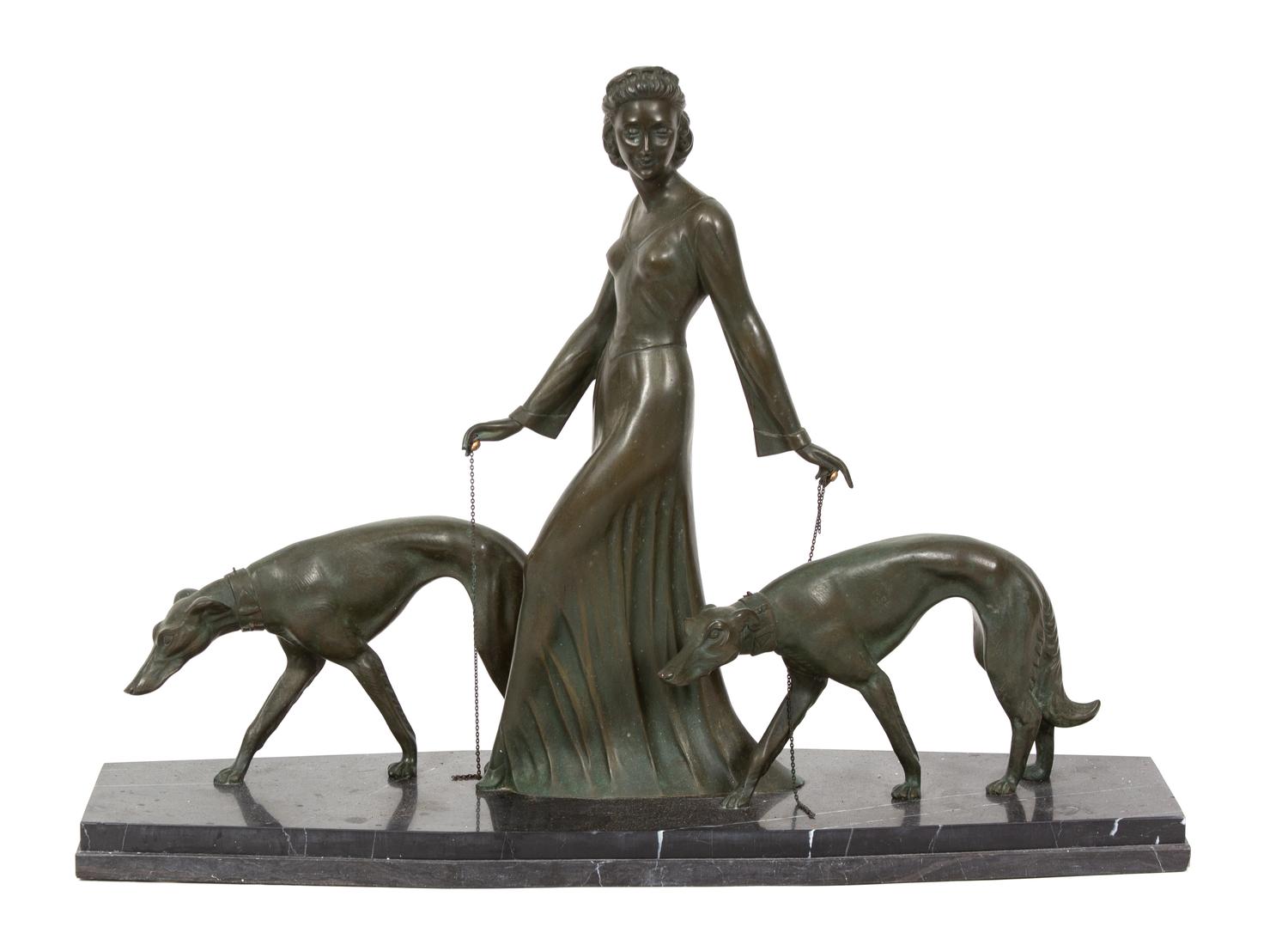 Salvatore Melani, (Italian, 1902-1934), Woman with Greyhounds