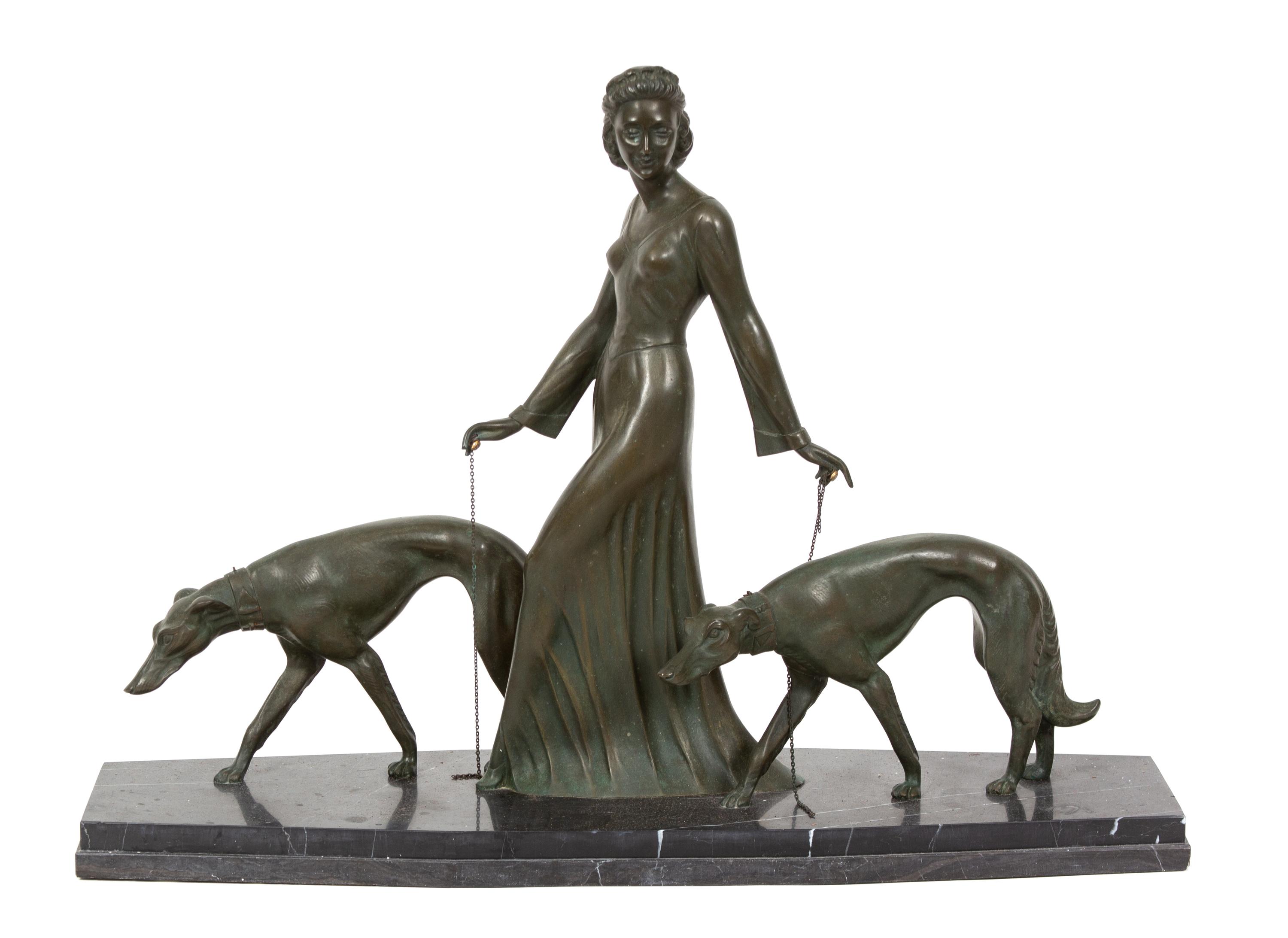 Salvatore Melani, (Italian, 1902-1934), Woman with Greyhounds