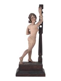 Two Painted Folk Art Carvings of Nude Women