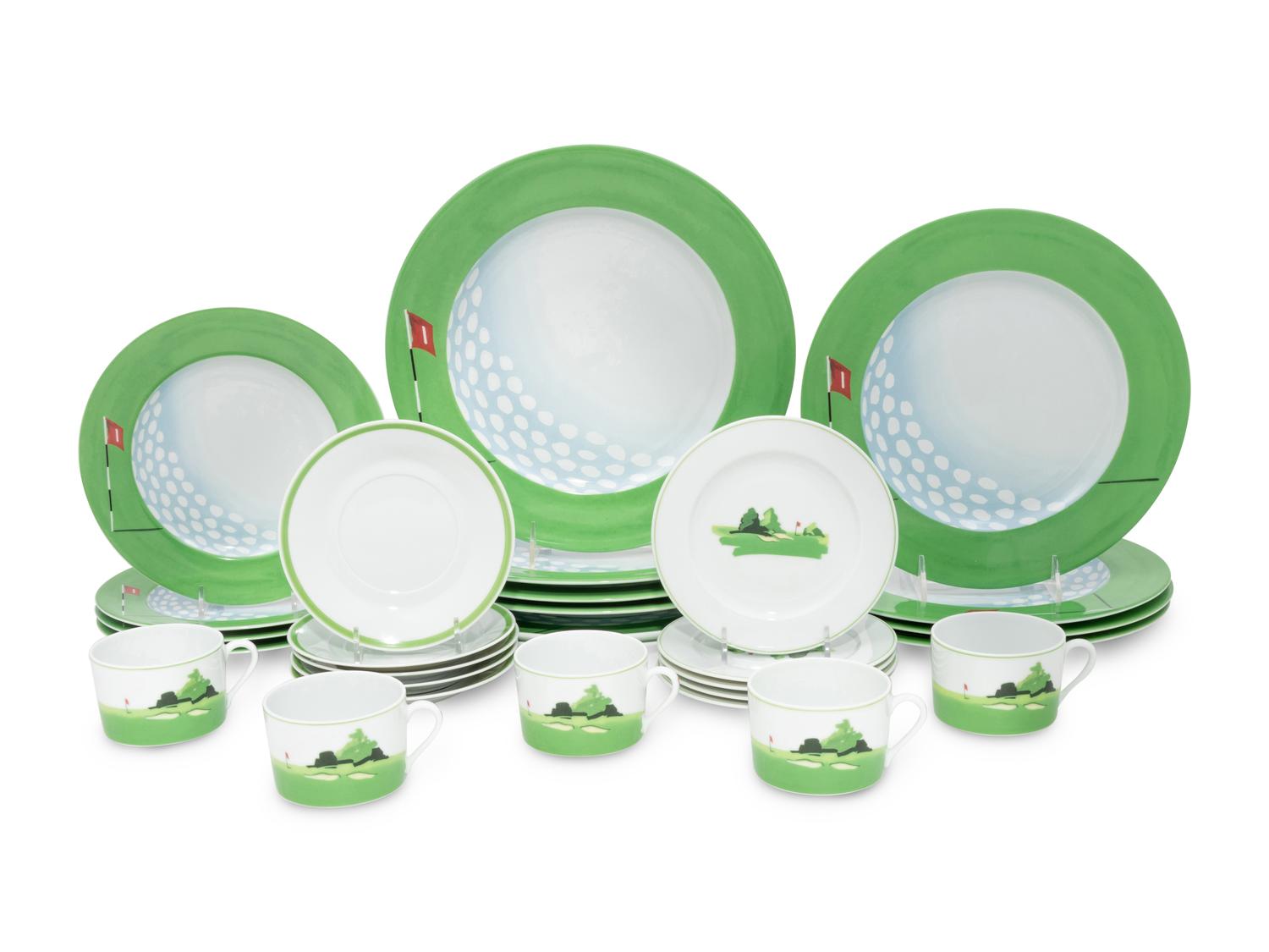 A Limoges La Reine Philippe Deschamps Hole In One Porcelain Dinner Service