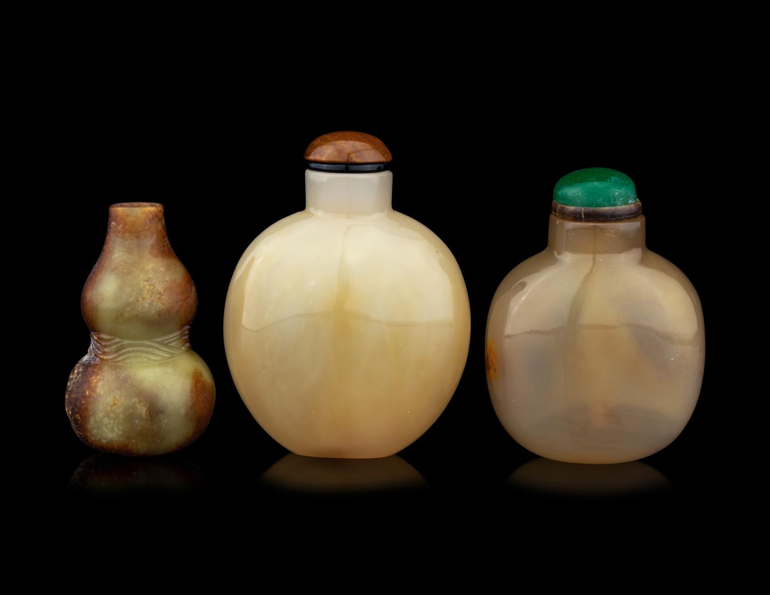 Three Chinese Precious Stone Snuff Bottles