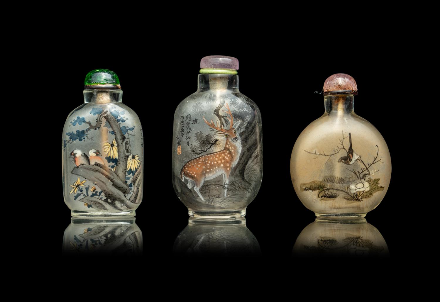 Three Chinese Inside Painted Glass Snuff Bottles
