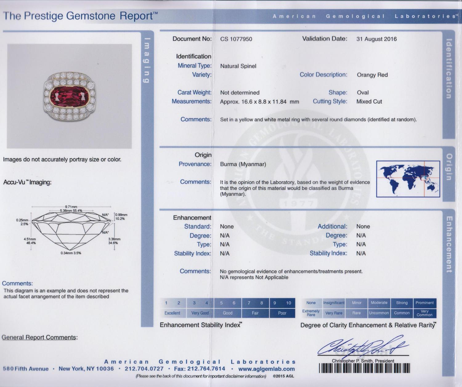 A Bicolor Gold, Burmese Spinel and Diamond Ring, 17.90 dwts.