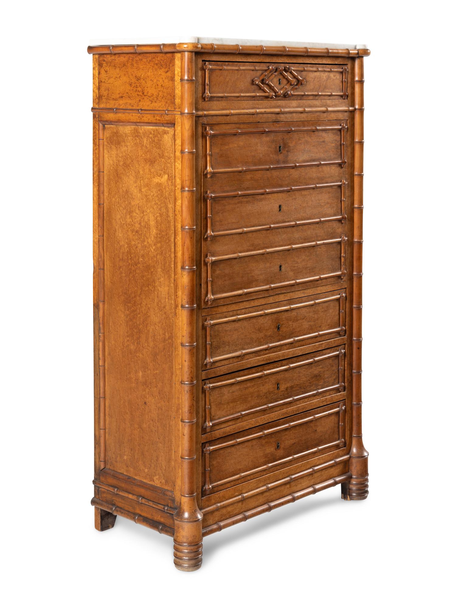 A Faux Bamboo and Maple Fall-Front Desk