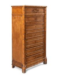 A Faux Bamboo and Maple Fall-Front Desk