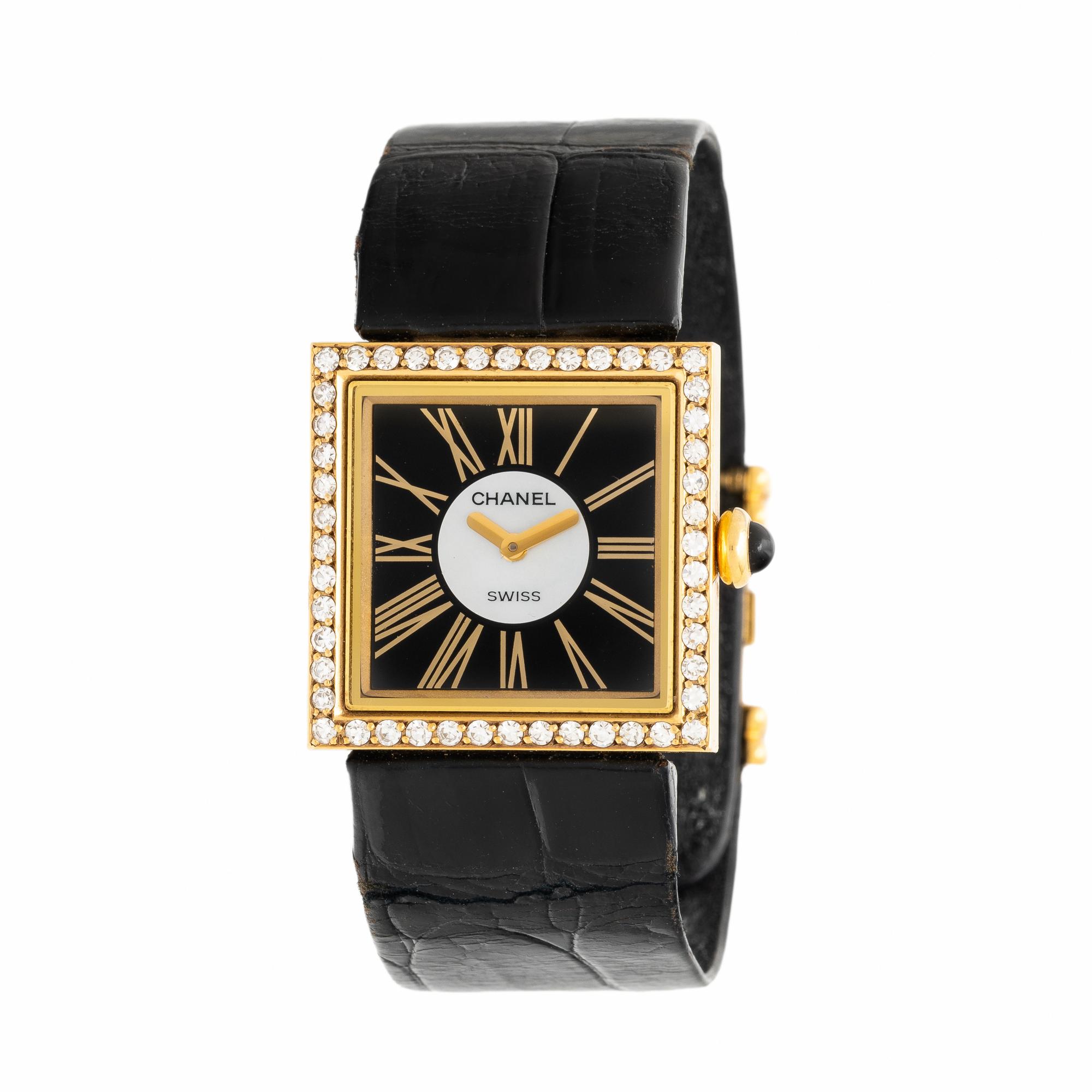 Chanel, 18K Yellow Gold and Diamond 'Mademoiselle' Watch, with Box
