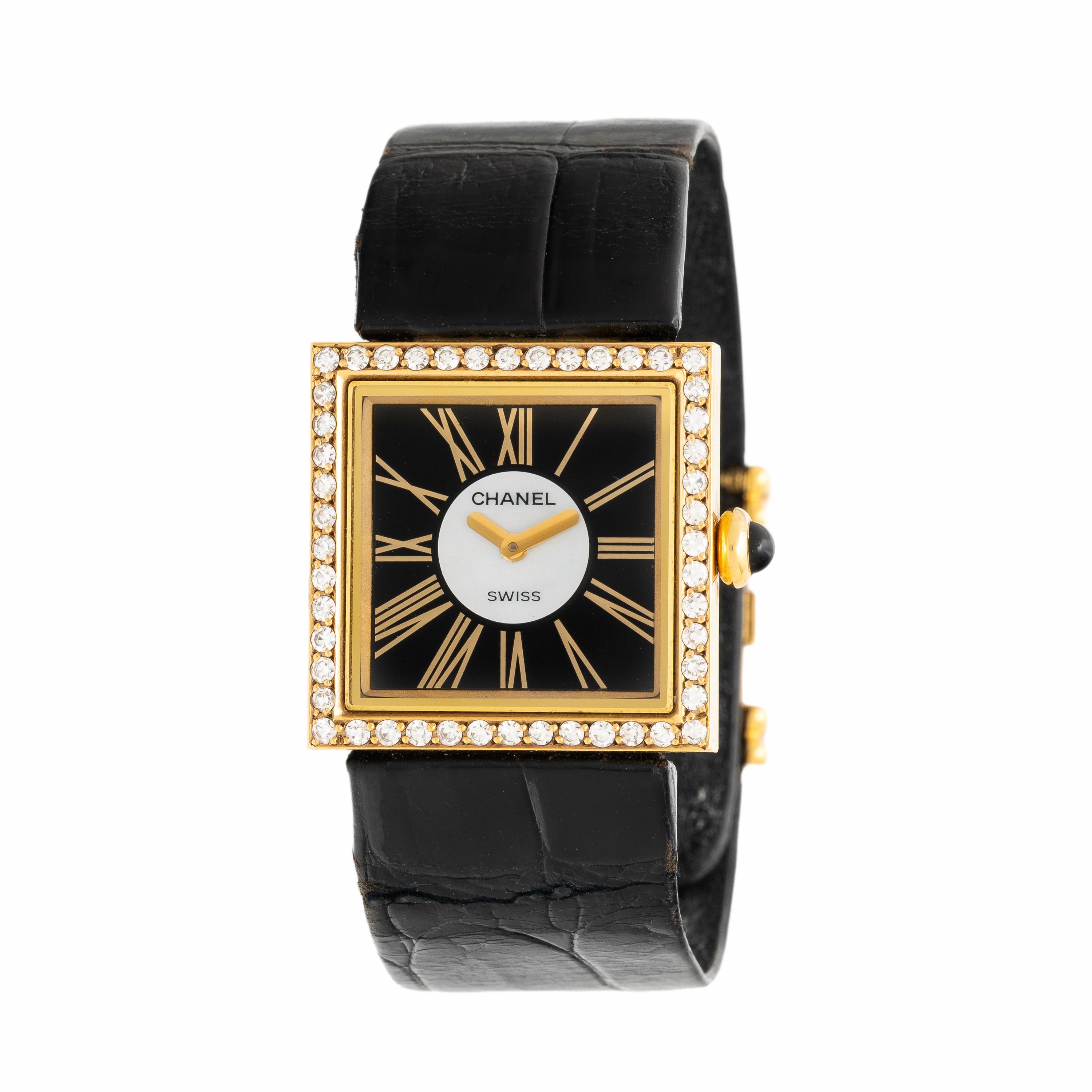 Chanel, 18K Yellow Gold and Diamond 'Mademoiselle' Watch, with Box