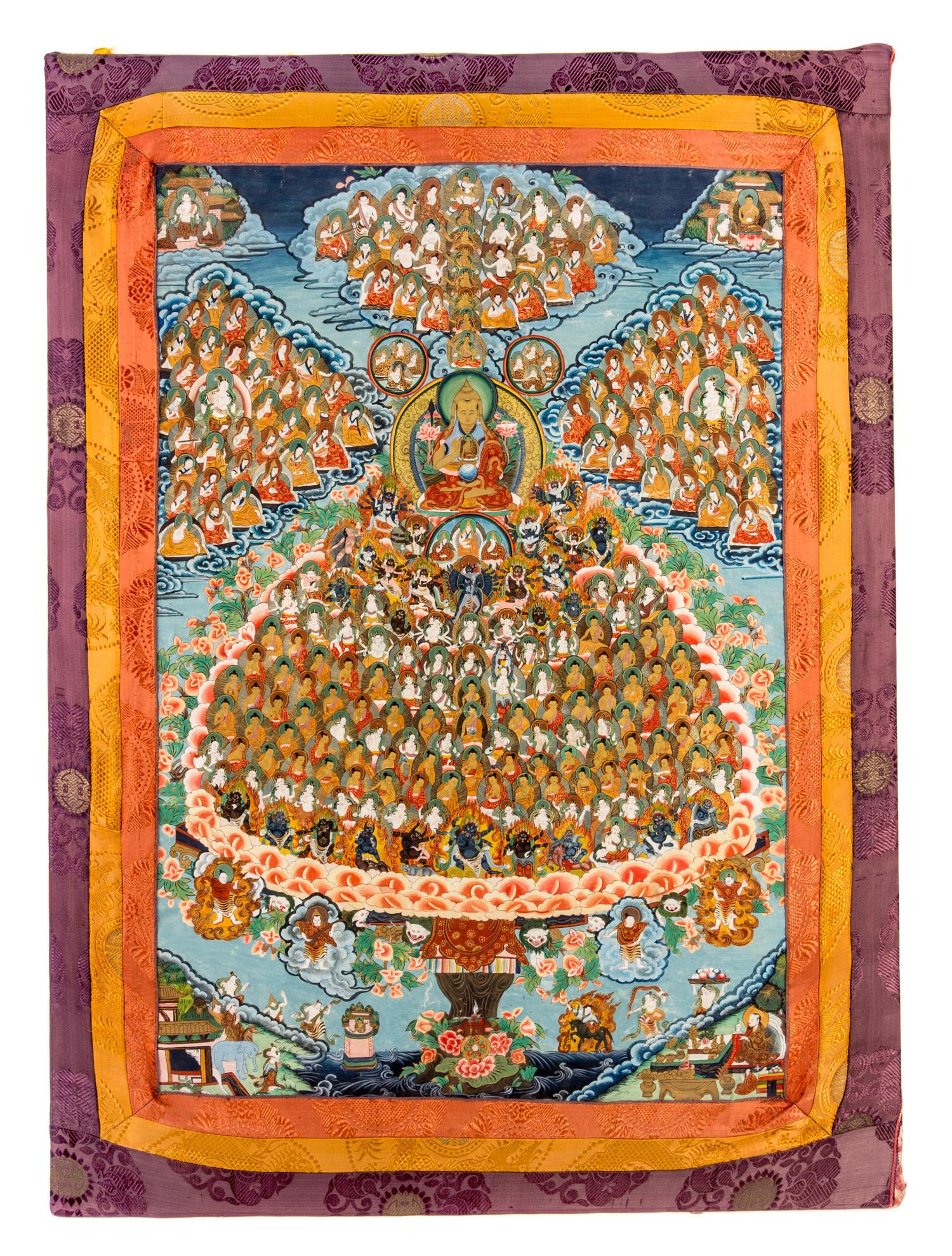 A Tibetan Thangka 28 1/2 x 19 1/4 inches (image). — 19TH/20TH CENTURY