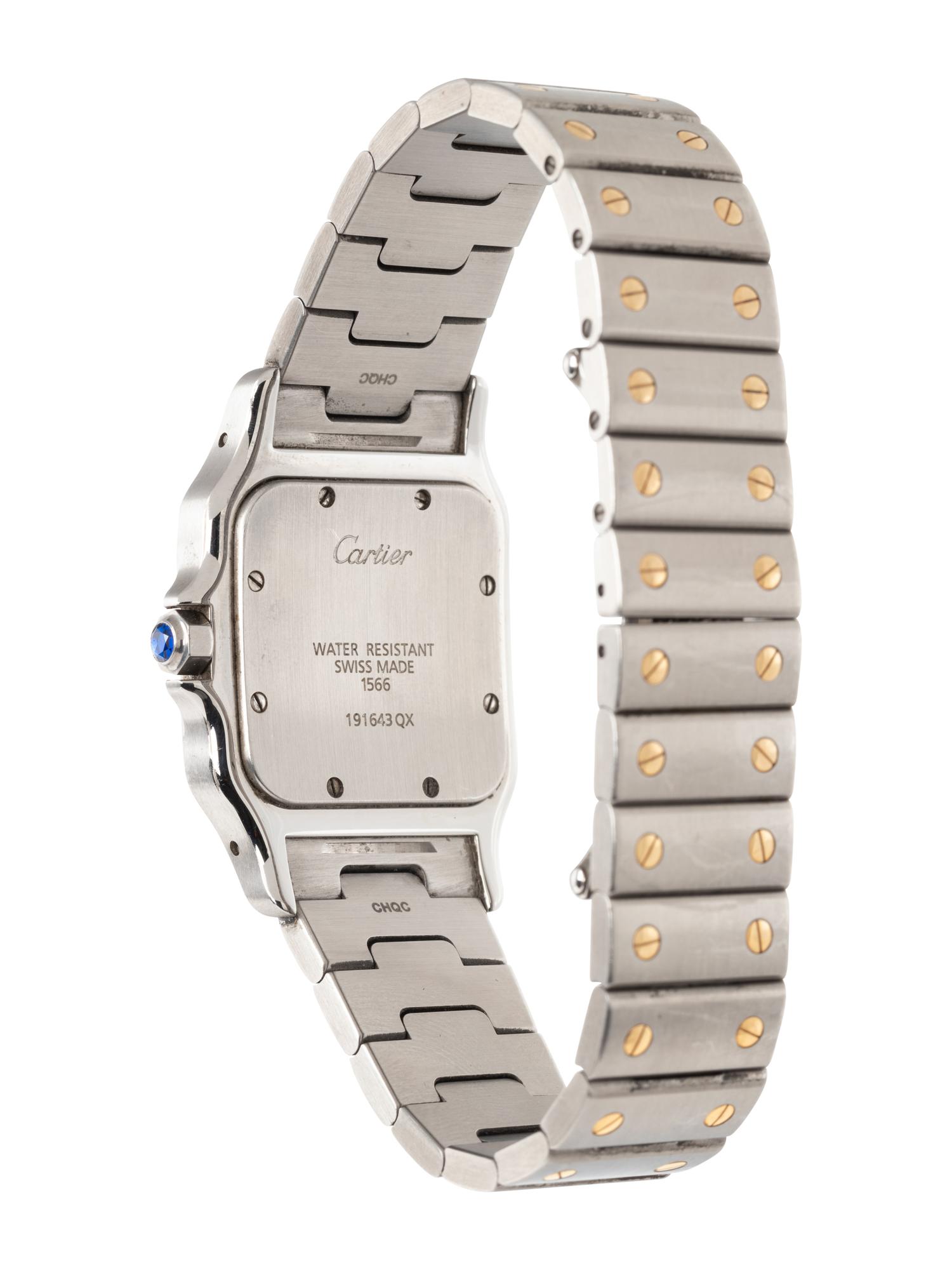 CARTIER, REF. 1566 STAINLESS STEEL AND 18K YELLOW GOLD 'SANTOS GALBÉE' WATCH