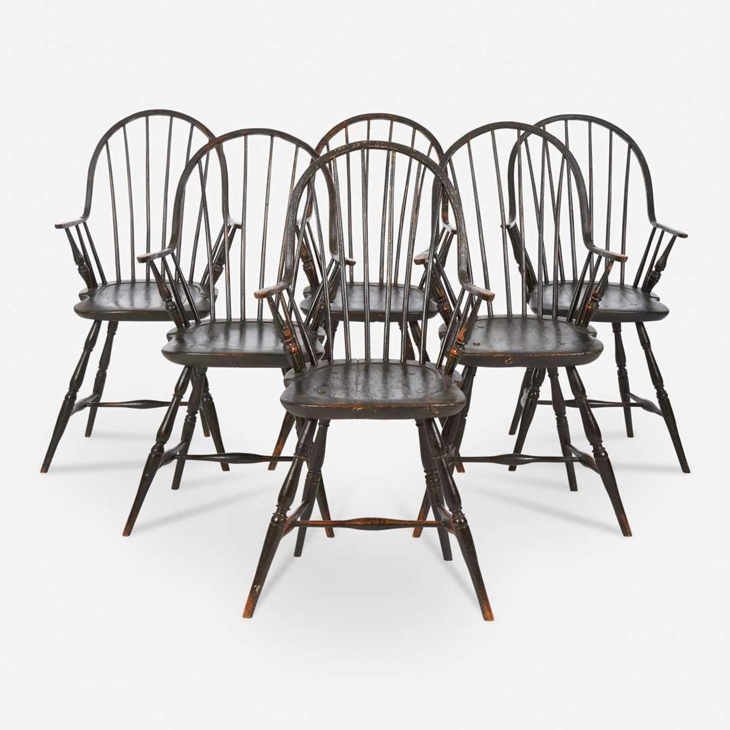 A set of six painted continuous arm Windsor chairs New York, late 18th century