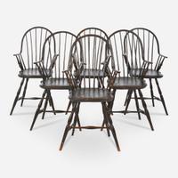 A set of six painted continuous arm Windsor chairs New York, late 18th century
