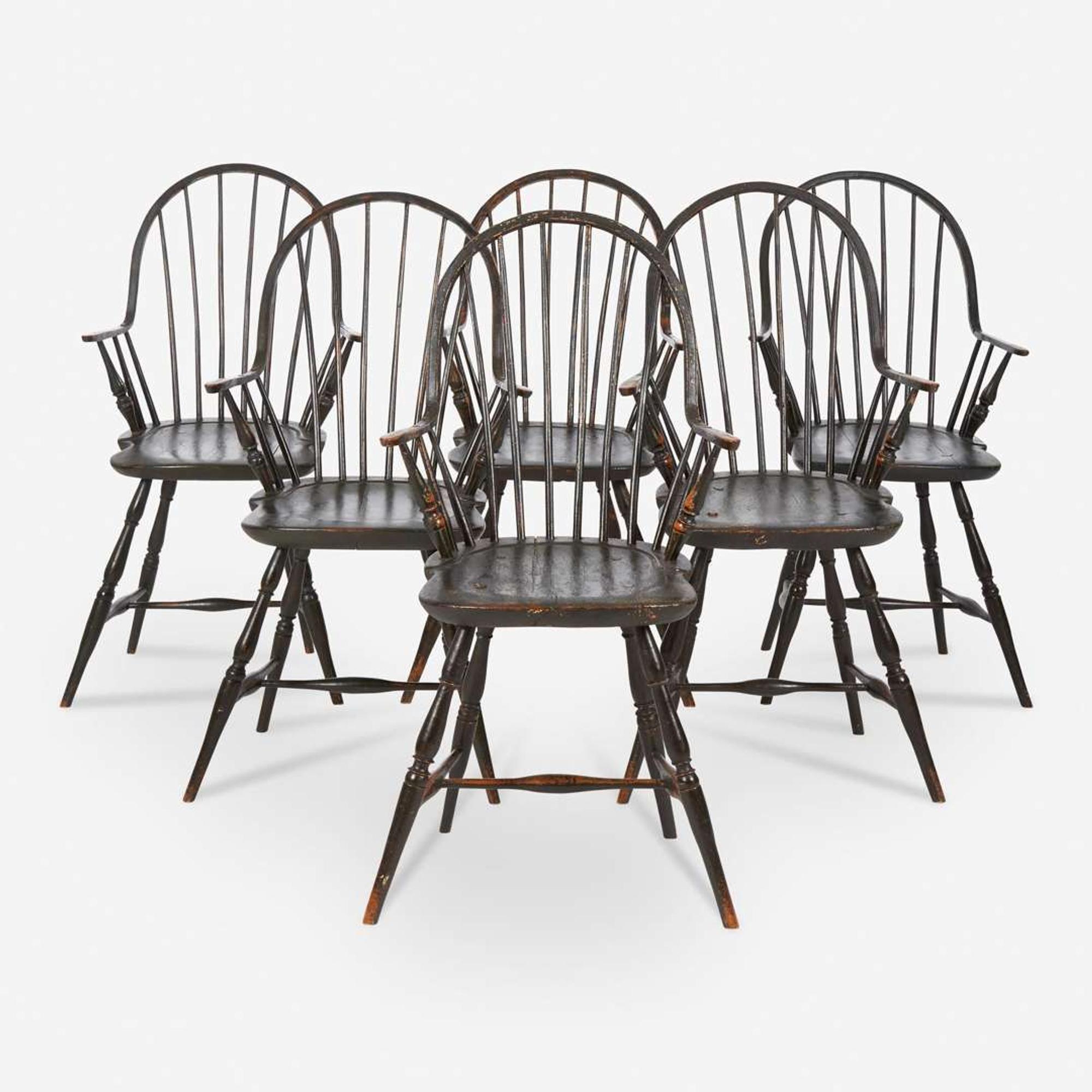 A set of six painted continuous arm Windsor chairs New York, late 18th century