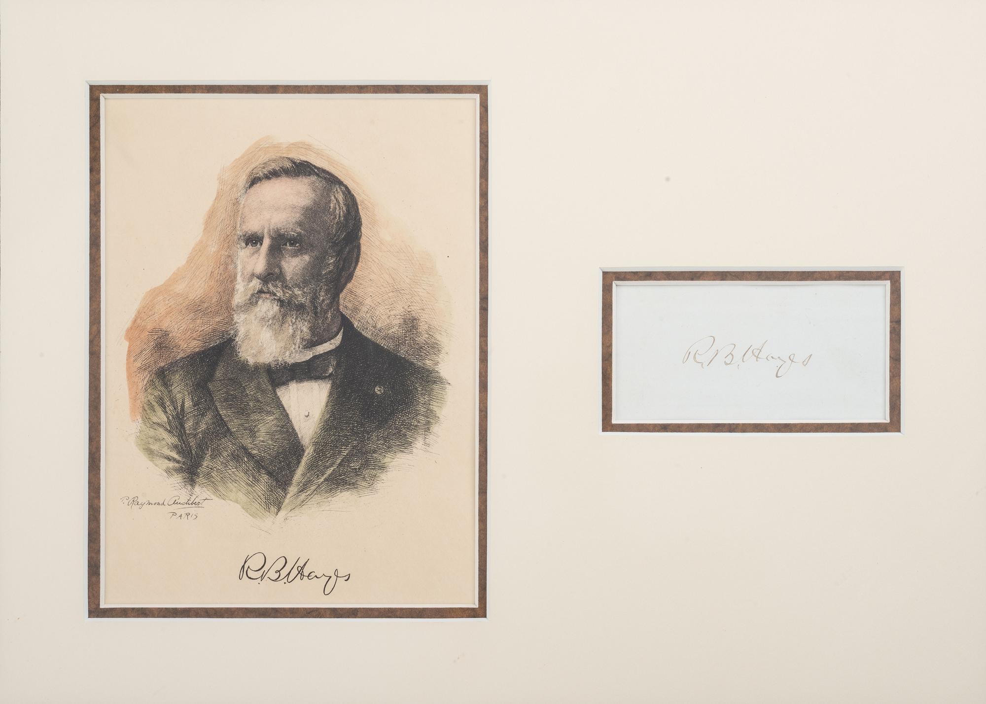 [POLITICS IN AMERICA]. A group of presidential signatures including Rutherford B. HAYES, Lyndon B. JOHNSON, Ronald REAGAN, and George H.W. BUSH.