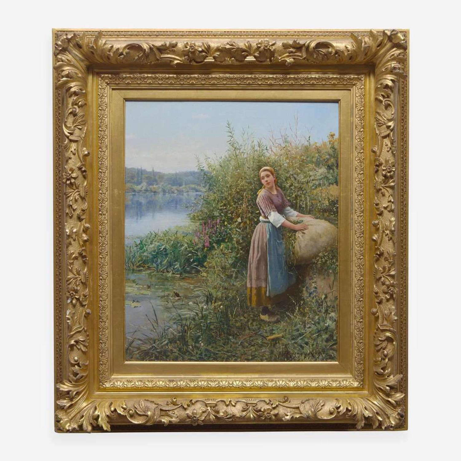 Daniel Ridgway Knight (American, 1839–1924) French Peasant Girl Collecting Reeds