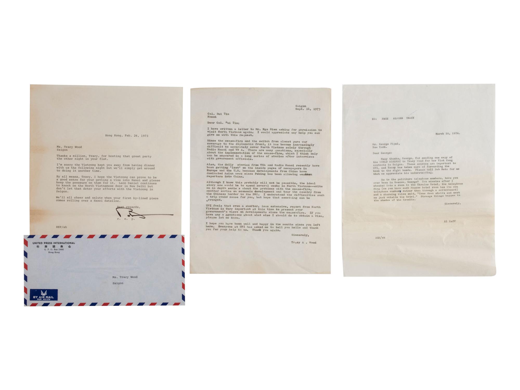 [VIETNAM WAR] - [WOMEN]. Vietnam War-era papers of Pulitzer Prize-winning combat journalist Tracy A. Wood (1943-2020), including documents related to the 1973 release of American POWs in Hanoi.