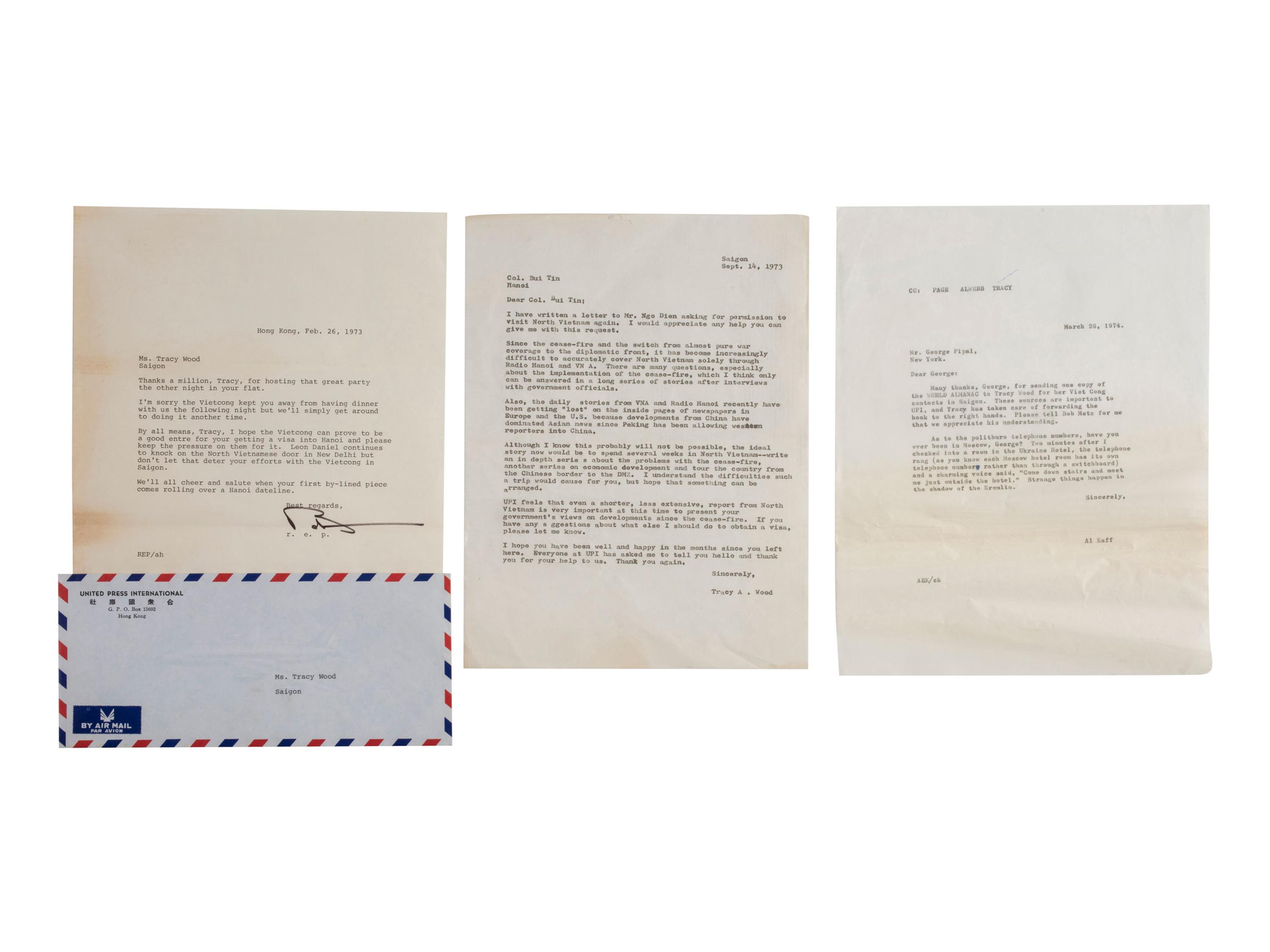 [VIETNAM WAR] - [WOMEN]. Vietnam War-era papers of Pulitzer Prize-winning combat journalist Tracy A. Wood (1943-2020), including documents related to the 1973 release of American POWs in Hanoi.