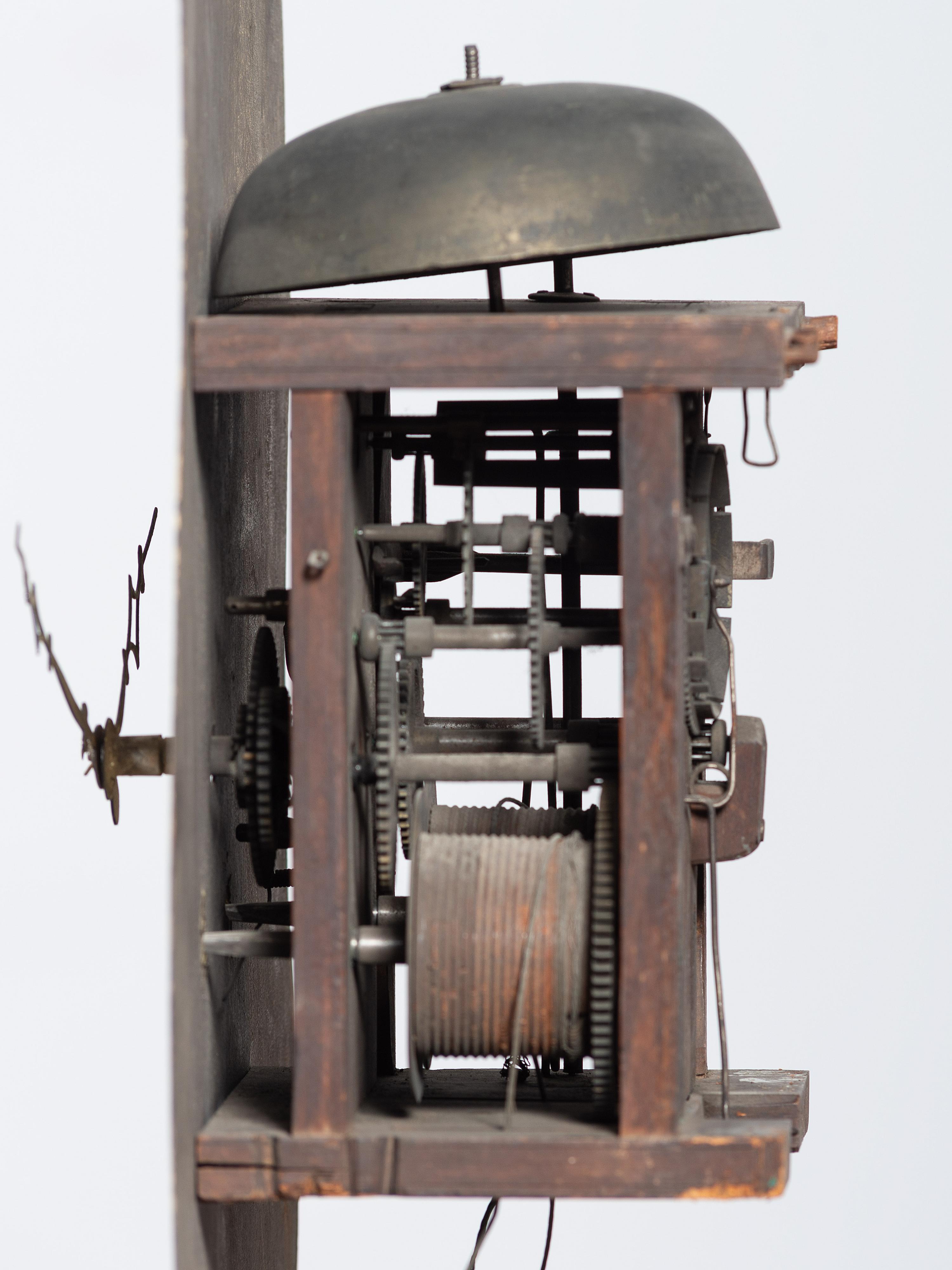 A Chippendale Cherrywood and Tiger Maple Tall Case Clock