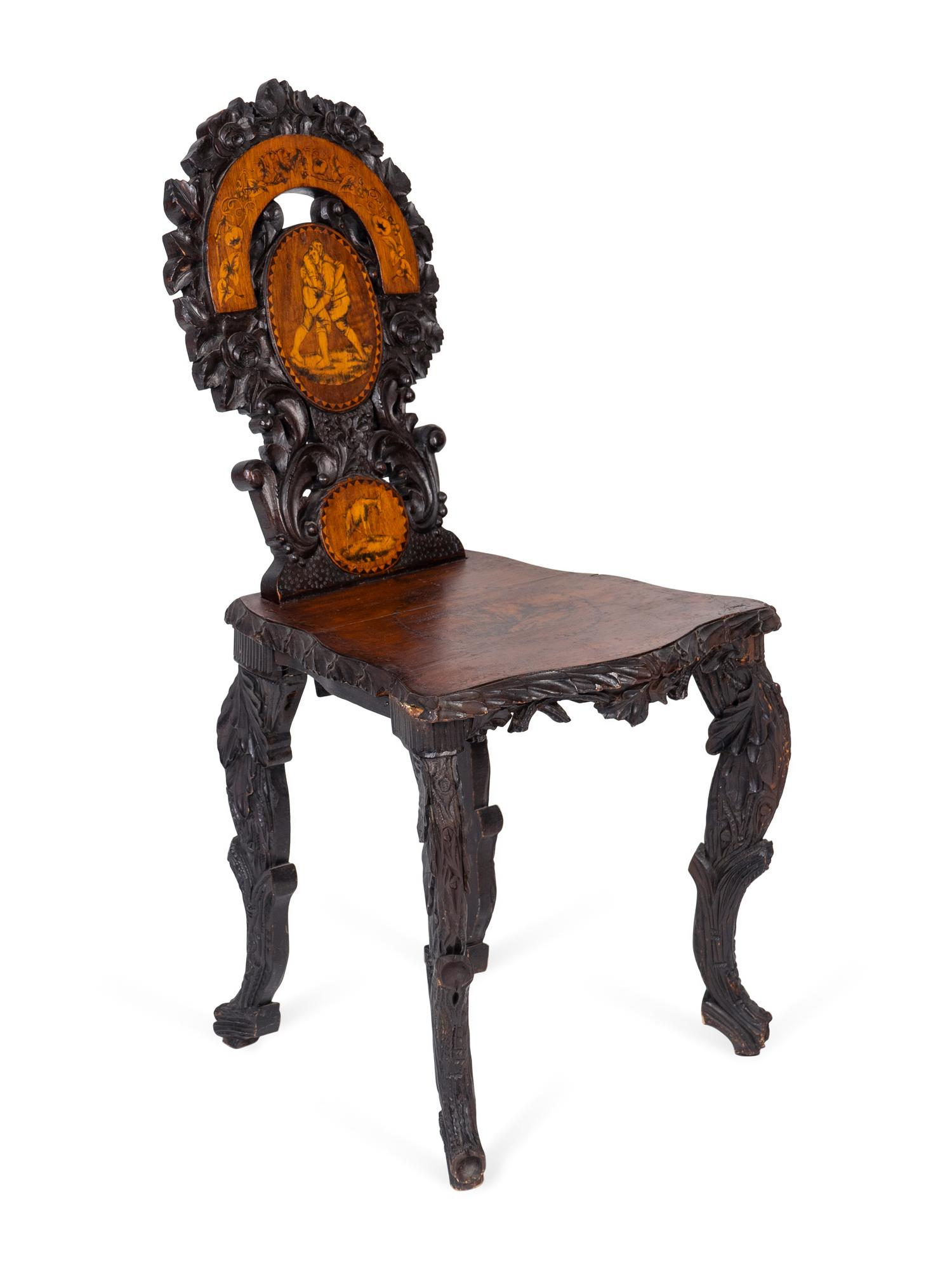 A Victorian Aesthetic Inlaid Hall Chair — 19TH CENTURY