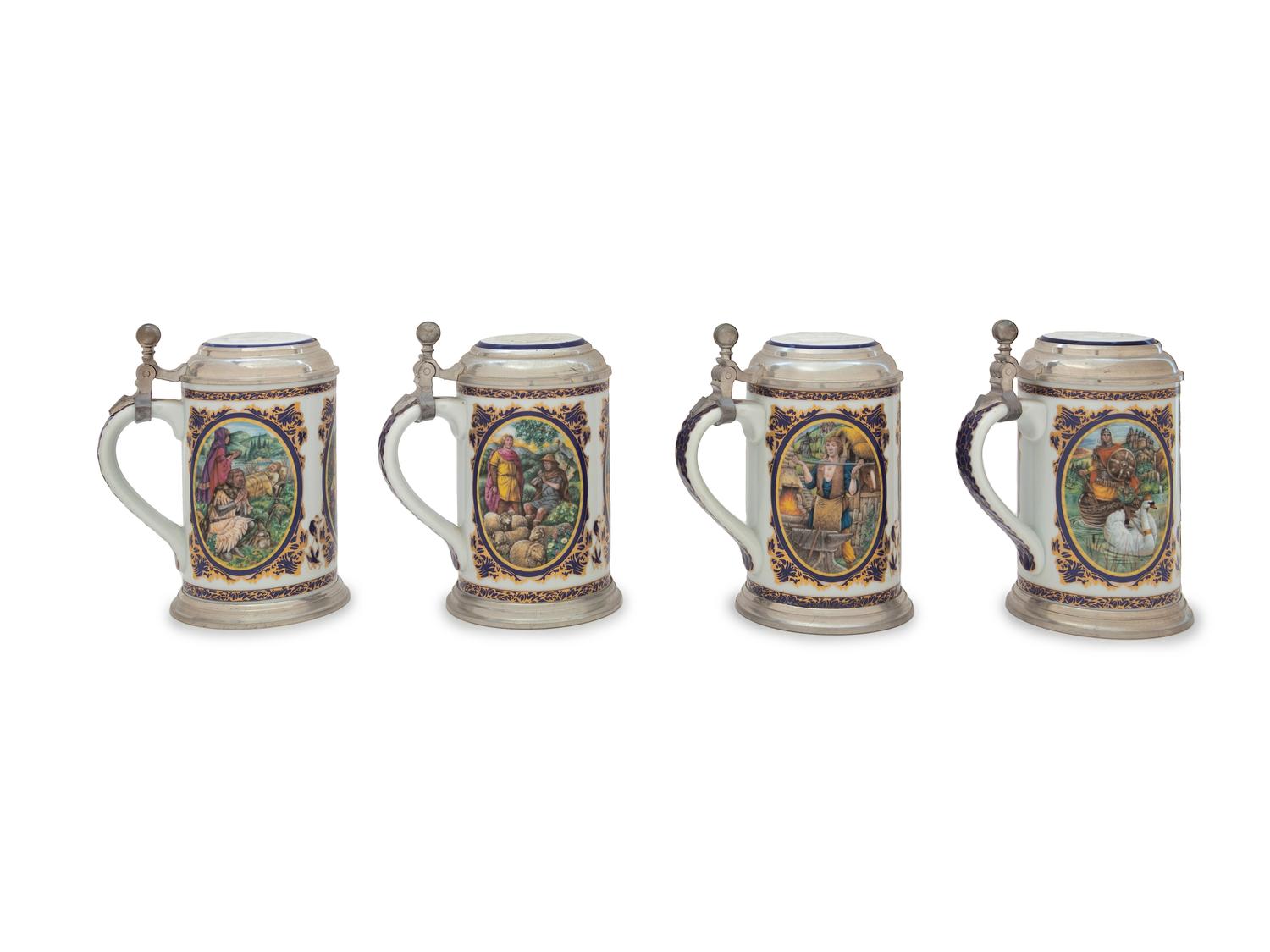 A Set of Four Villeroy & Boch Porcelain Steins