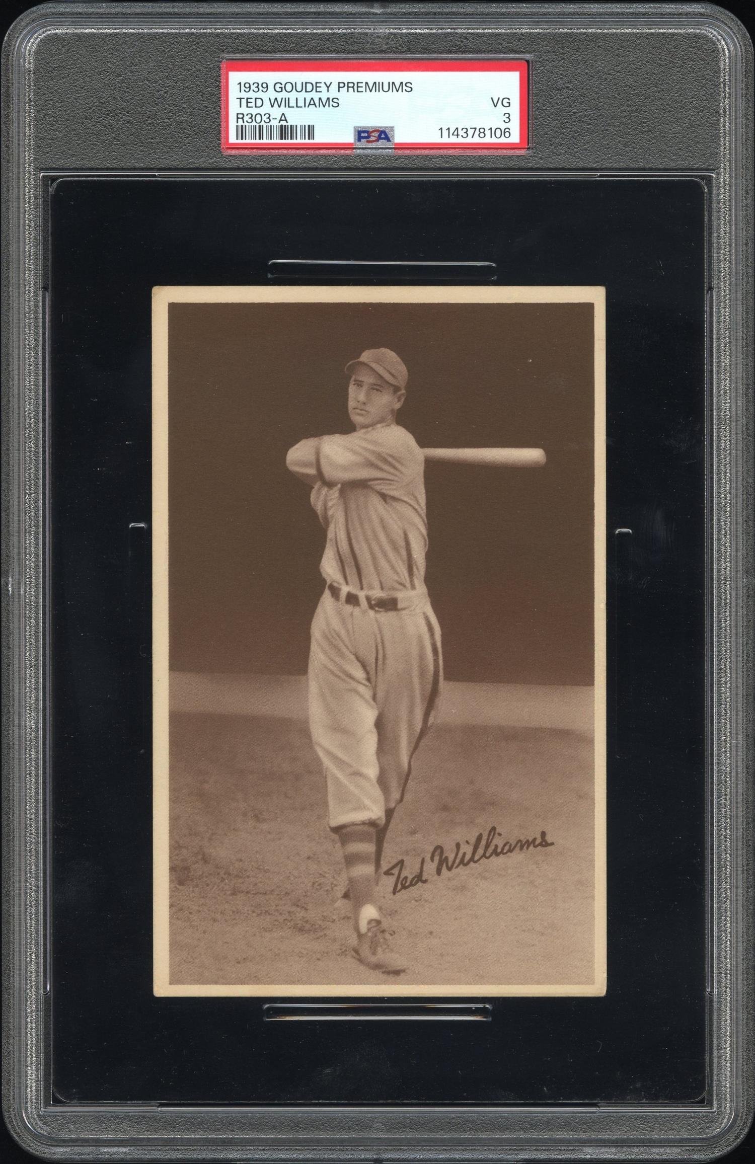 A 1939 Goudey Premiums R303-A Ted Williams Rookie Baseball Card (PSA 3 VG)
