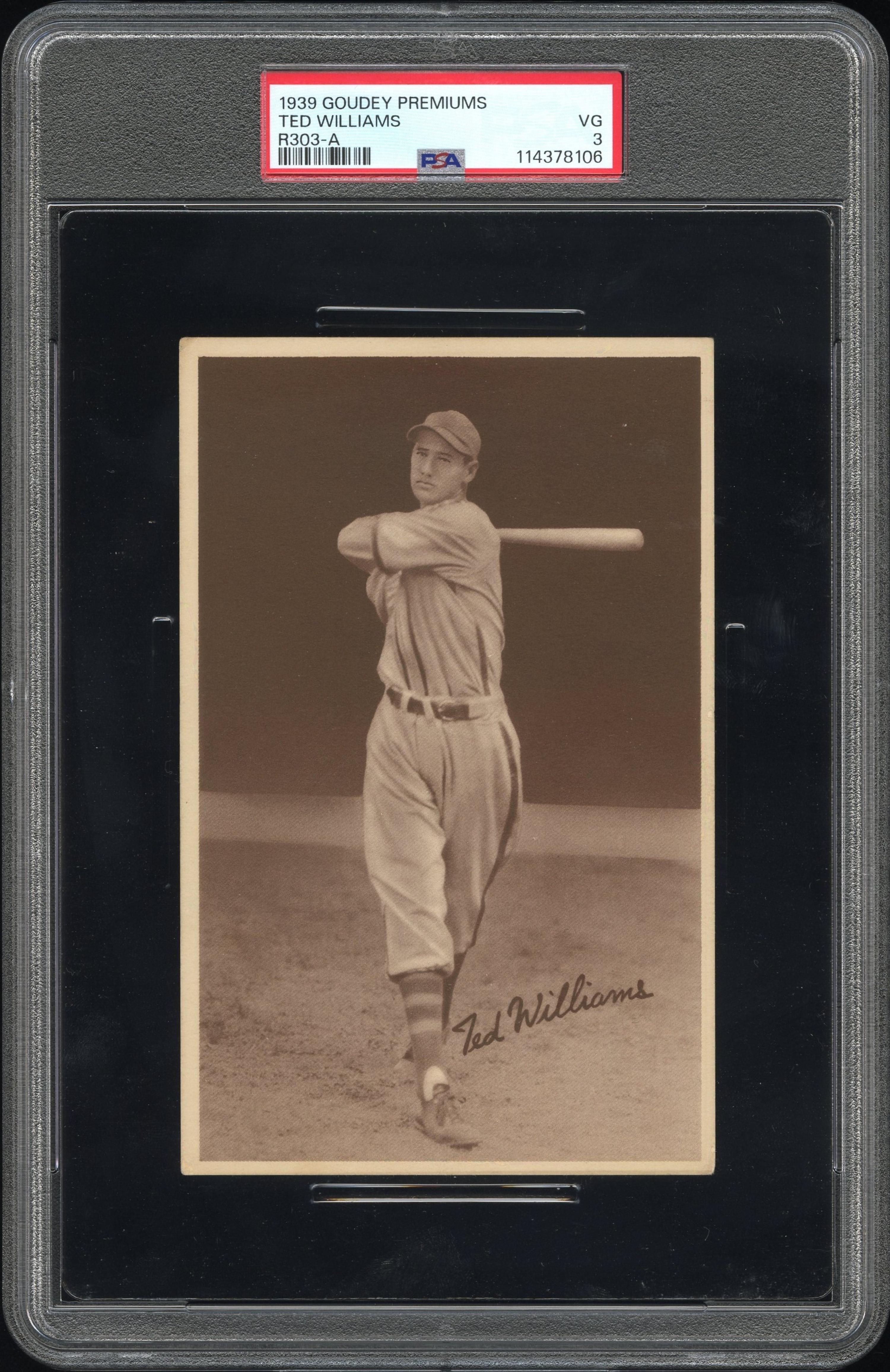 A 1939 Goudey Premiums R303-A Ted Williams Rookie Baseball Card (PSA 3 VG)