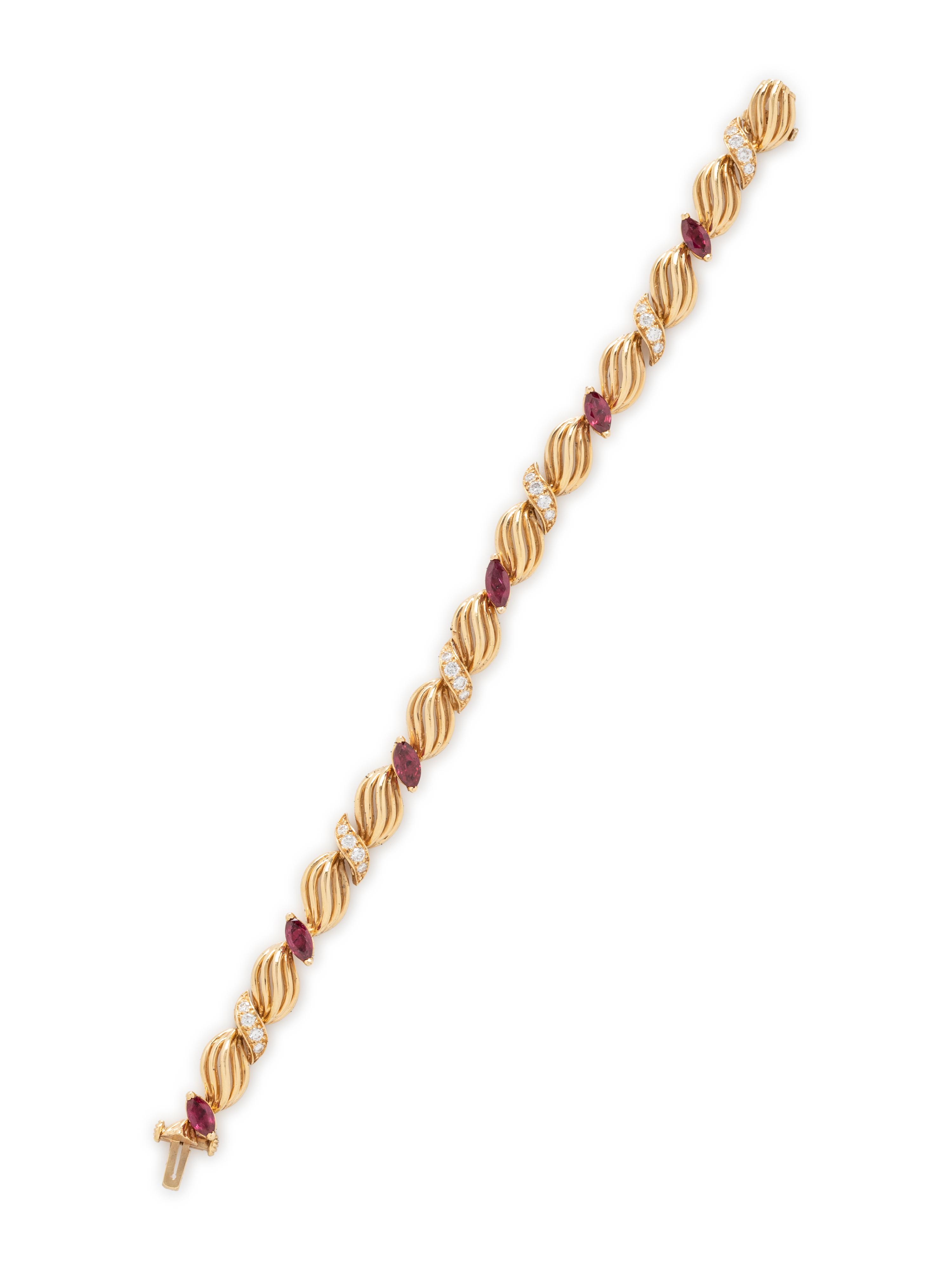 HAMMERMAN BROTHERS, YELLOW GOLD, RUBY, AND DIAMOND BRACELET