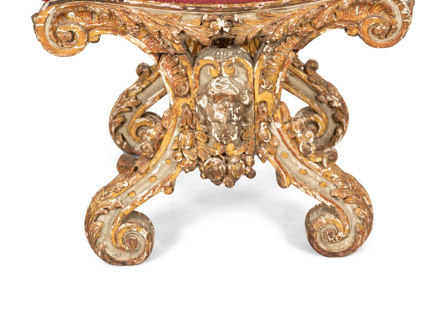An Italian Giltwood X-form Stool