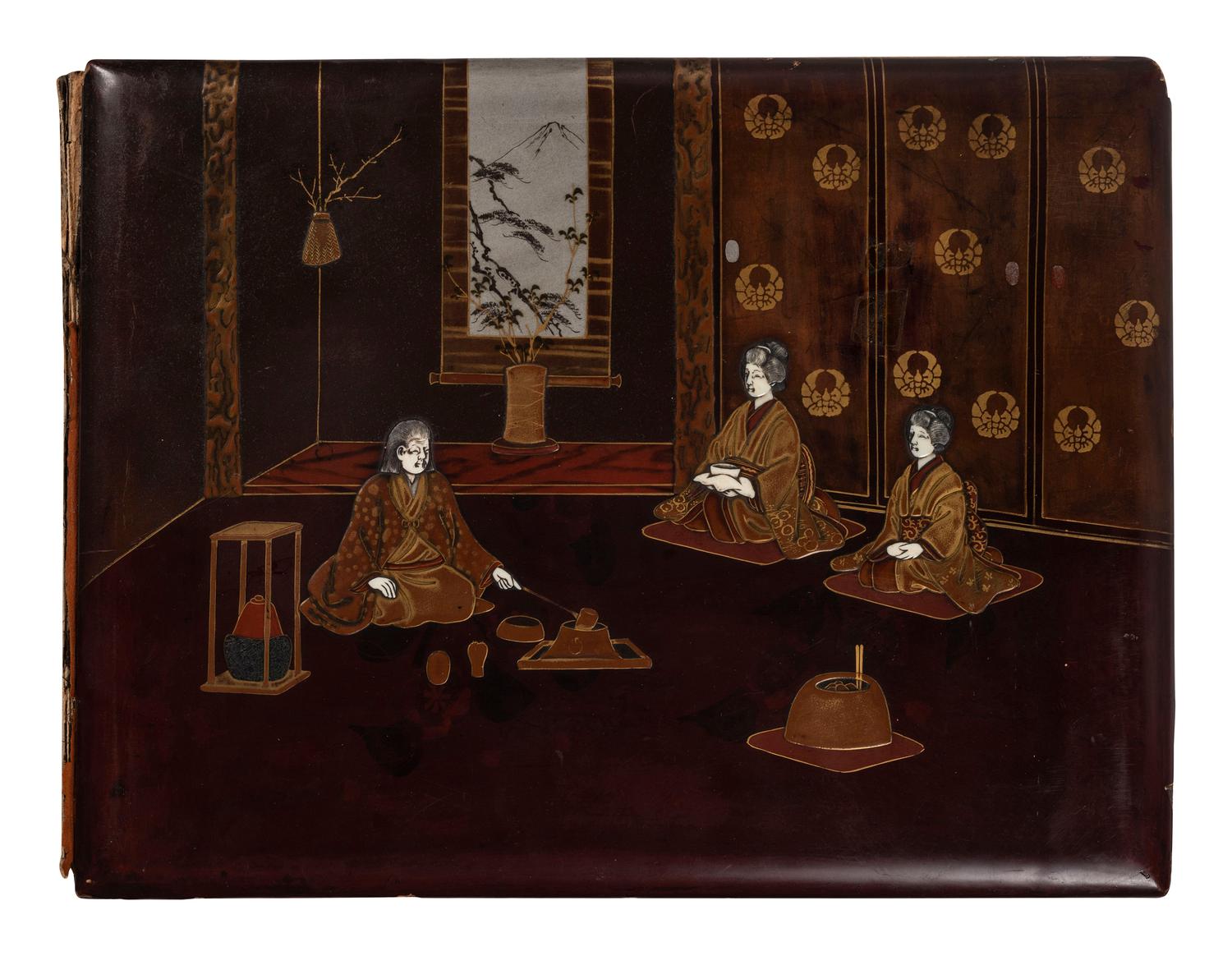 [EARLY PHOTOGRAPHY]. Album containing 50 hand-colored photographs of Japan.