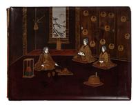 [EARLY PHOTOGRAPHY]. Album containing 50 hand-colored photographs of Japan.