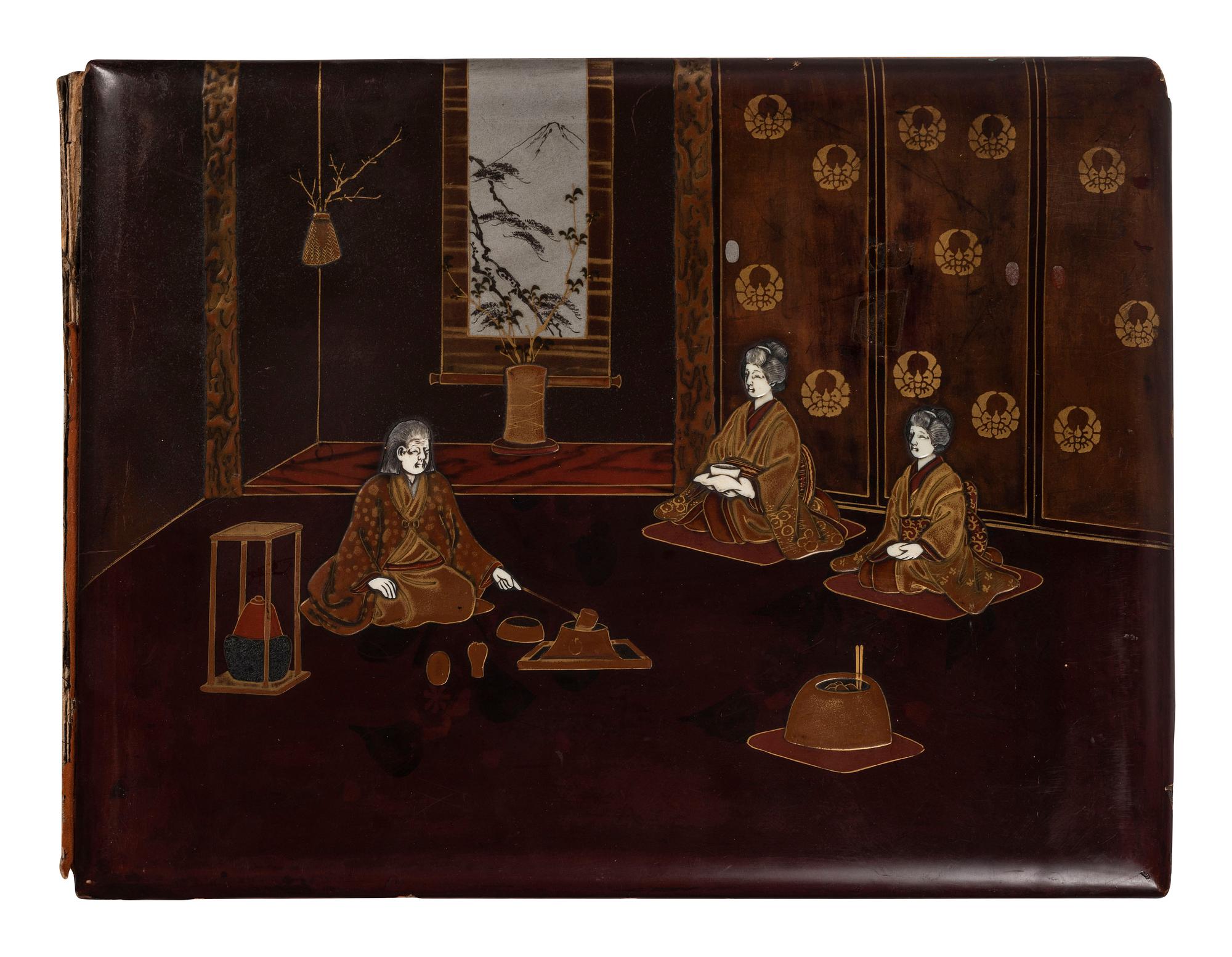 [EARLY PHOTOGRAPHY]. Album containing 50 hand-colored photographs of Japan.