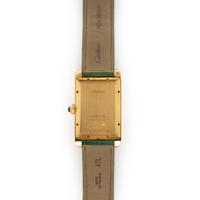 CARTIER, REF. 1740 18K YELLOW GOLD LARGE 'TANK AMÉRICAINE' DATE WATCH WITH CARTIER BUCKLE