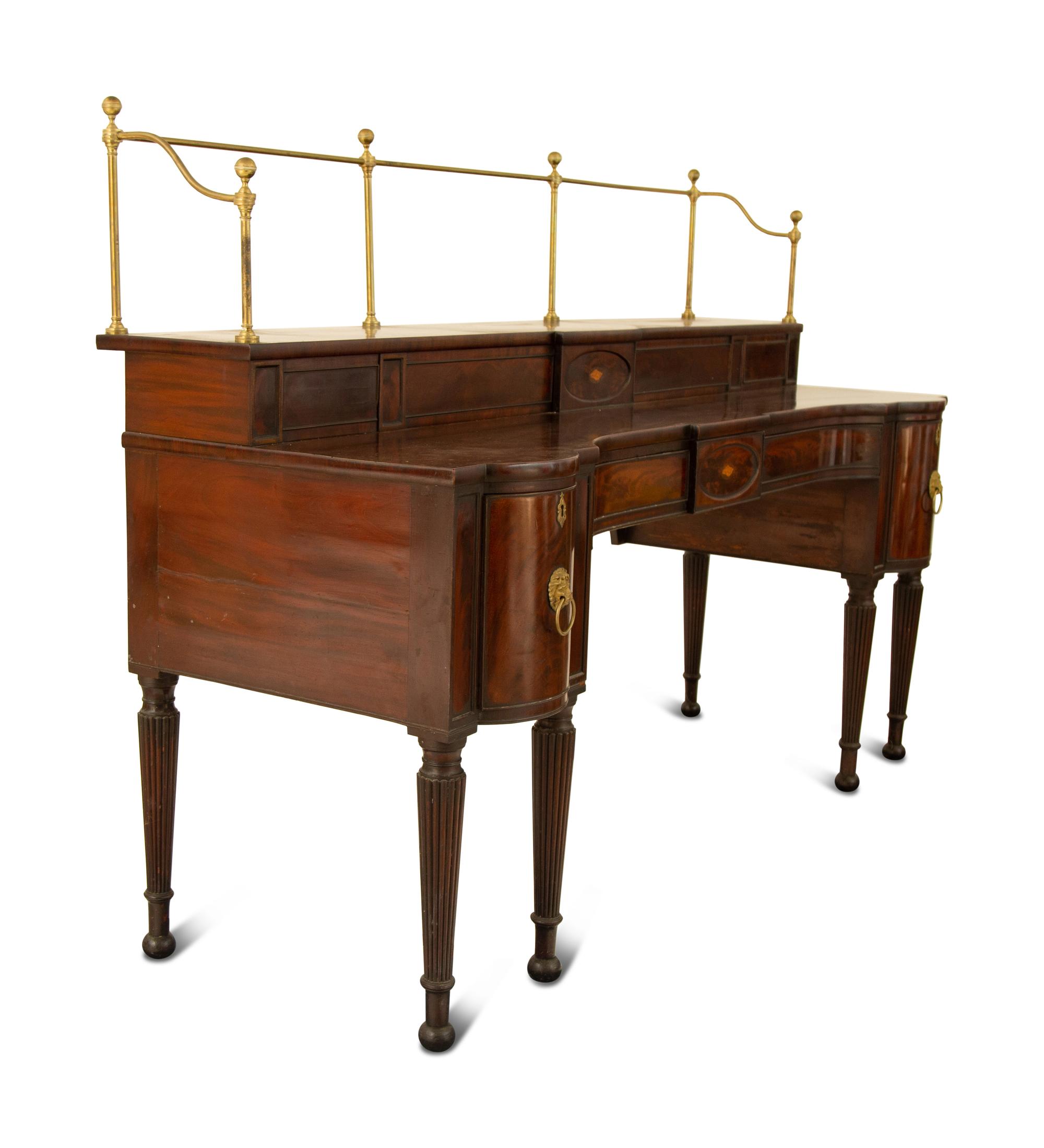A Regency Mahogany Sideboard with Brass Rail