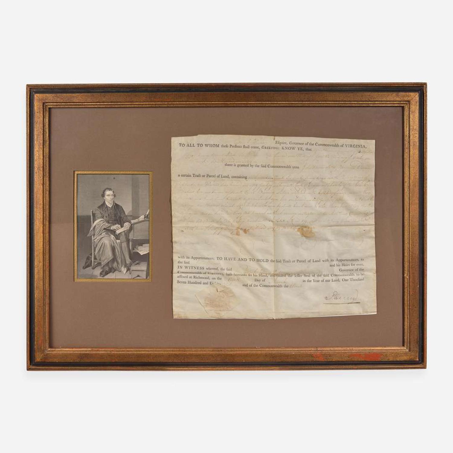 [Americana] Henry, Patrick Partially-Printed Document, signed