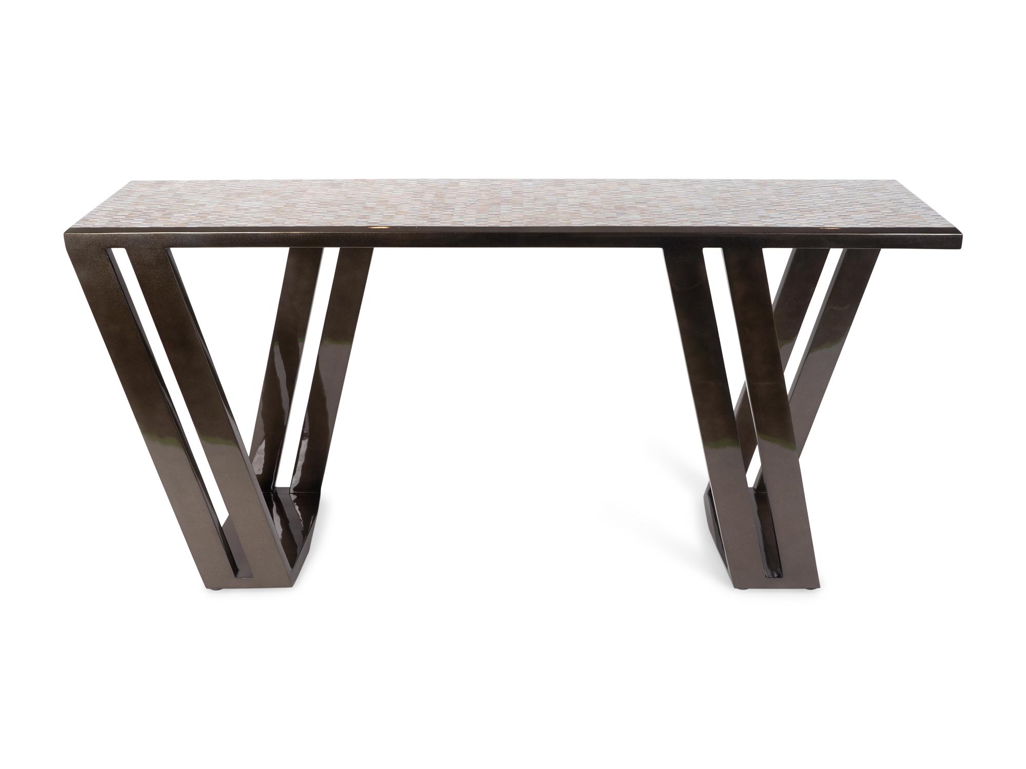 A Contemporary Lacquer Console Table with Tesselated Nacre Top Surface — 21ST CENTURY