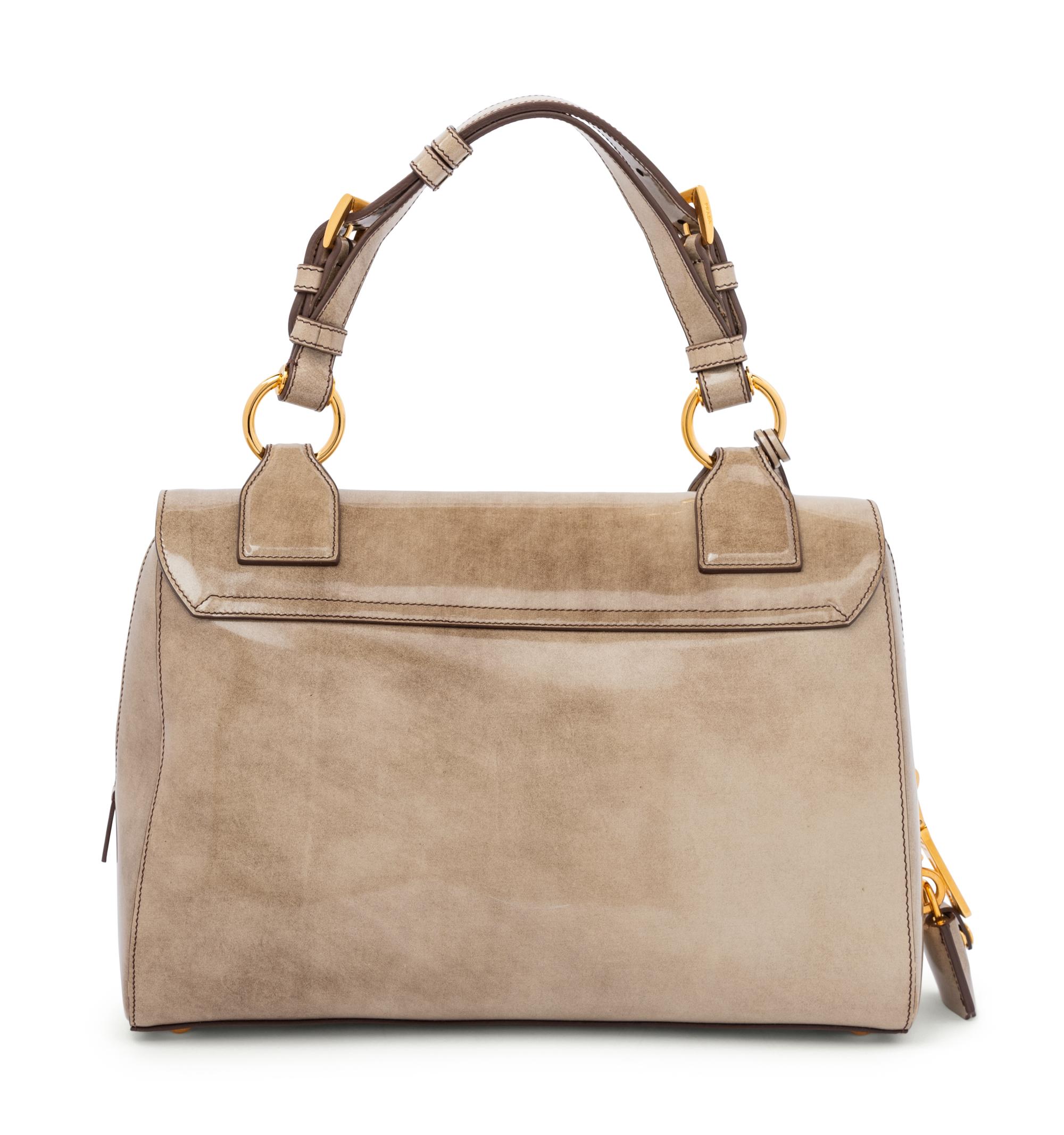 Prada Gray Patent Leather Flap Bag, 2000s