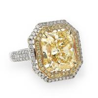 10.88 CARAT FANCY YELLOW DIAMOND AND DIAMOND RING