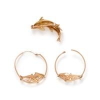 COLLECTION OF YELLOW GOLD DOLPHIN JEWELRY