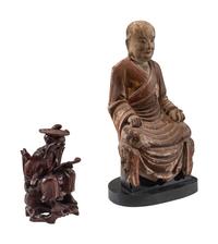 Two Chinese Carved Wood Figures