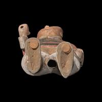 A Chinese Painted Pottery Figure of a Standing Warrior, Probably Han Dynasty 漢 彩繪灰陶武士俑